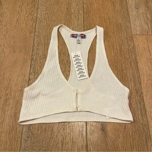 Urban Outfitters Women’s Sleeveless Ribbed knit Micro Cropped V-neck Tank NEW